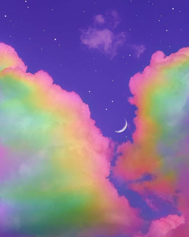 Rainbow aesthetic, cloud, purple, HD phone wallpaper | Peakpx