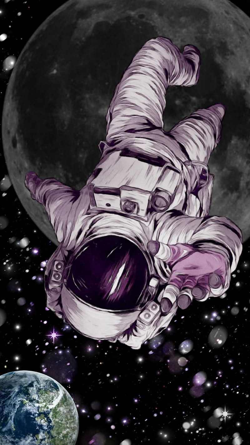 Astronaut, astronaut, galaxy, galaxy, moon, moon, universe, universe, HD phone wallpaper