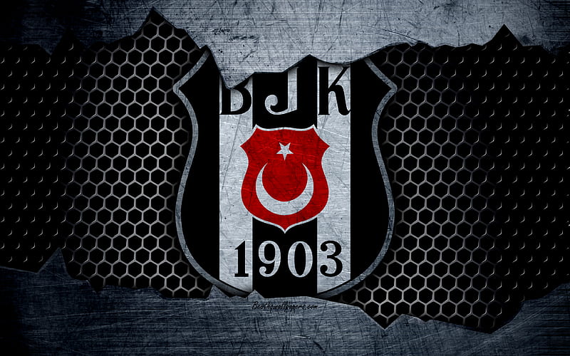 Besiktas logo, Super Lig, soccer, football club, grunge, Besiktas FC, art, metal texture, HD wallpaper