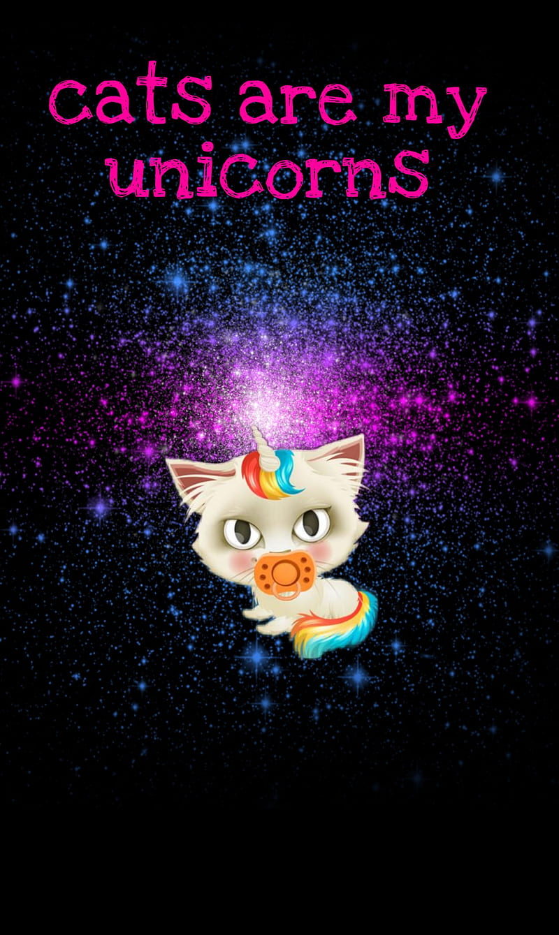Cat unicorn , baby, cute, galaxy, space, cartoon, stress, backgrounds, theme, HD phone wallpaper