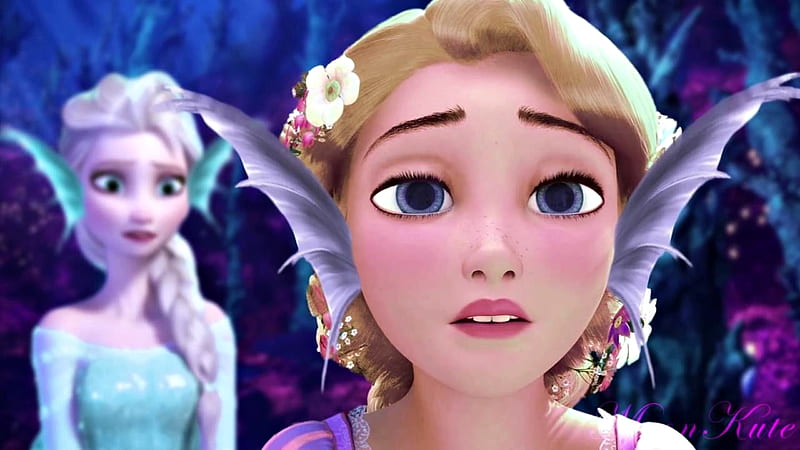 Rapunzel and Elsa - Mermaids, rapunzel, fanart, luminos, elsa, mermaid, fantasy, face, princess, disney, HD wallpaper
