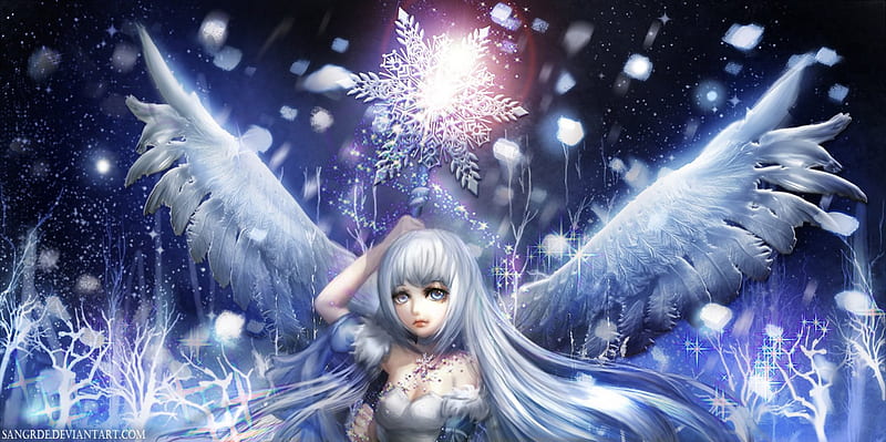 Wallpaper sake, girl, anime, wings, pretty, angel, supernatural, japanese  for mobile and desktop, section сёдзё, resolution 1920x1200 - download