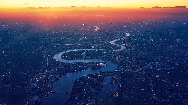 London River Thames Aerial View, london, aerial, graphy, city, drone-view, HD wallpaper
