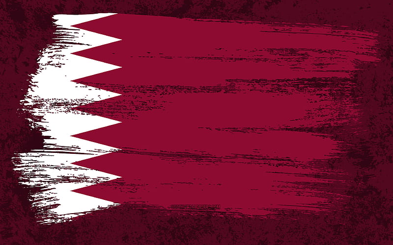 Flag of Qatar, grunge flags, Asian countries, national symbols, brush stroke, Qatari flag, grunge art, Qatar flag, Asia, Qatar, HD wallpaper