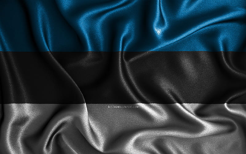 Estonian flag silk wavy flags, European countries, national symbols, Flag of Estonia, fabric flags, Estonia flag, 3D art, Estonia, Europe, Estonia 3D flag, HD wallpaper