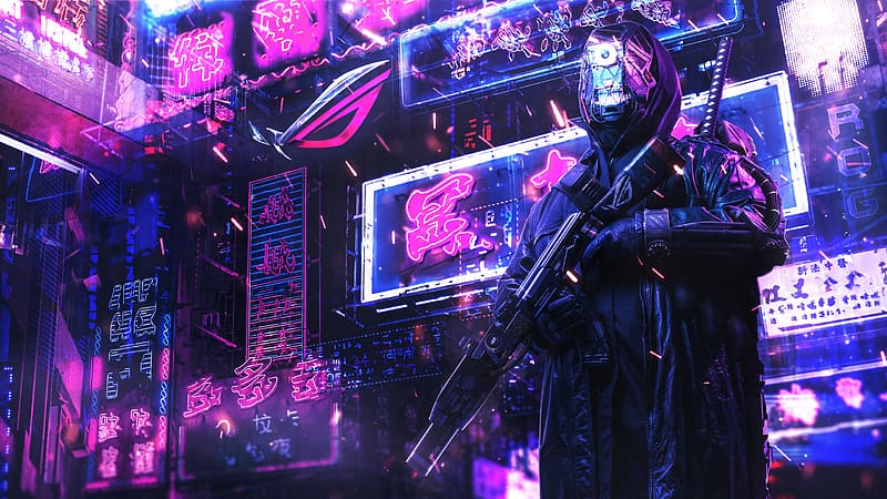 ROG Republic of Gamers Logo Cyberpunk HD 4K Wallpaper #3.3180