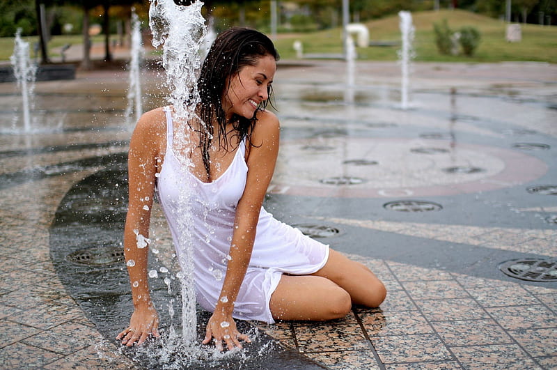 *** Girl in Fountain ***, kobiety, dziewczyna, ludzie, fontanna, HD wallpaper
