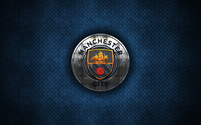 Manchester City FC, creative 3D logo, blue background, 3d emblem