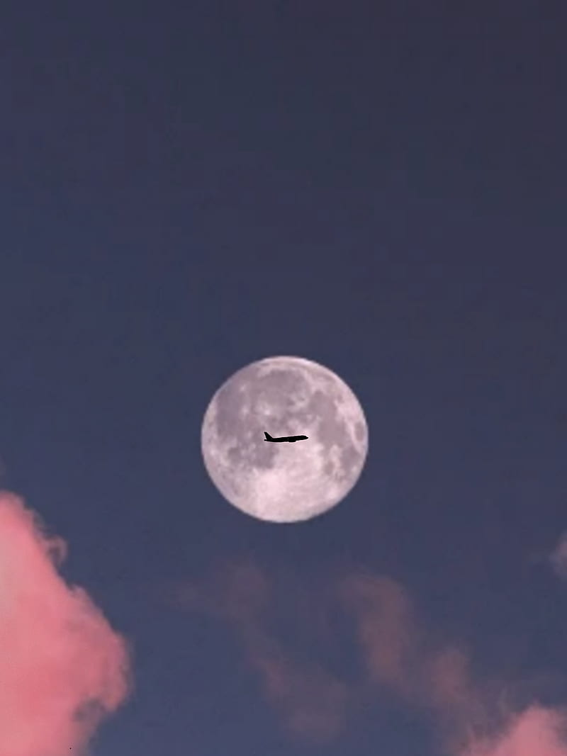 Moon, aesthetic, clouds, supermoon, HD phone wallpaper