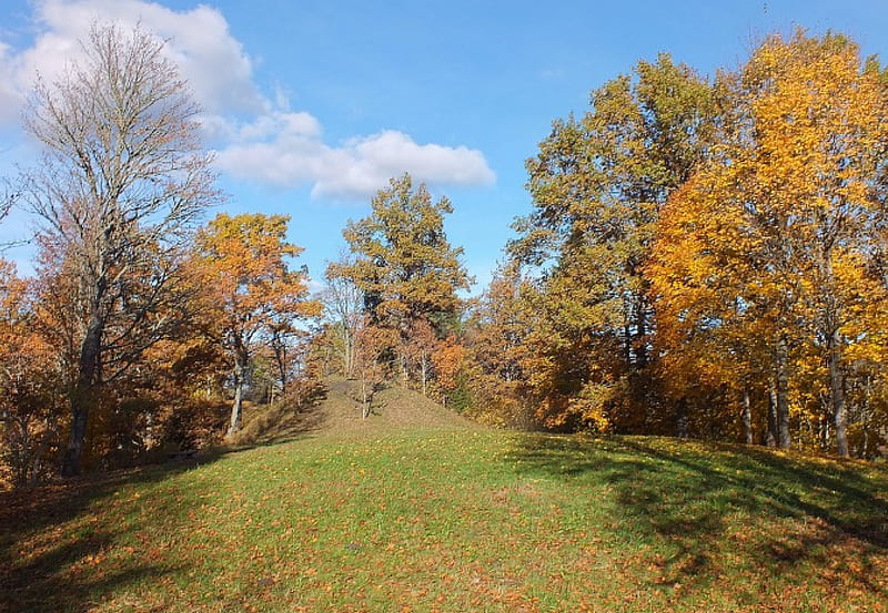 Autumn. Buse Castle Mound., autumn, nature, landscape, HD wallpaper