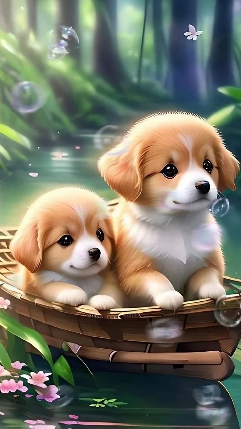 Cute Dog For, Two Puppies On Boat, two puppies, pet dog, pet animal, HD phone wallpaper
