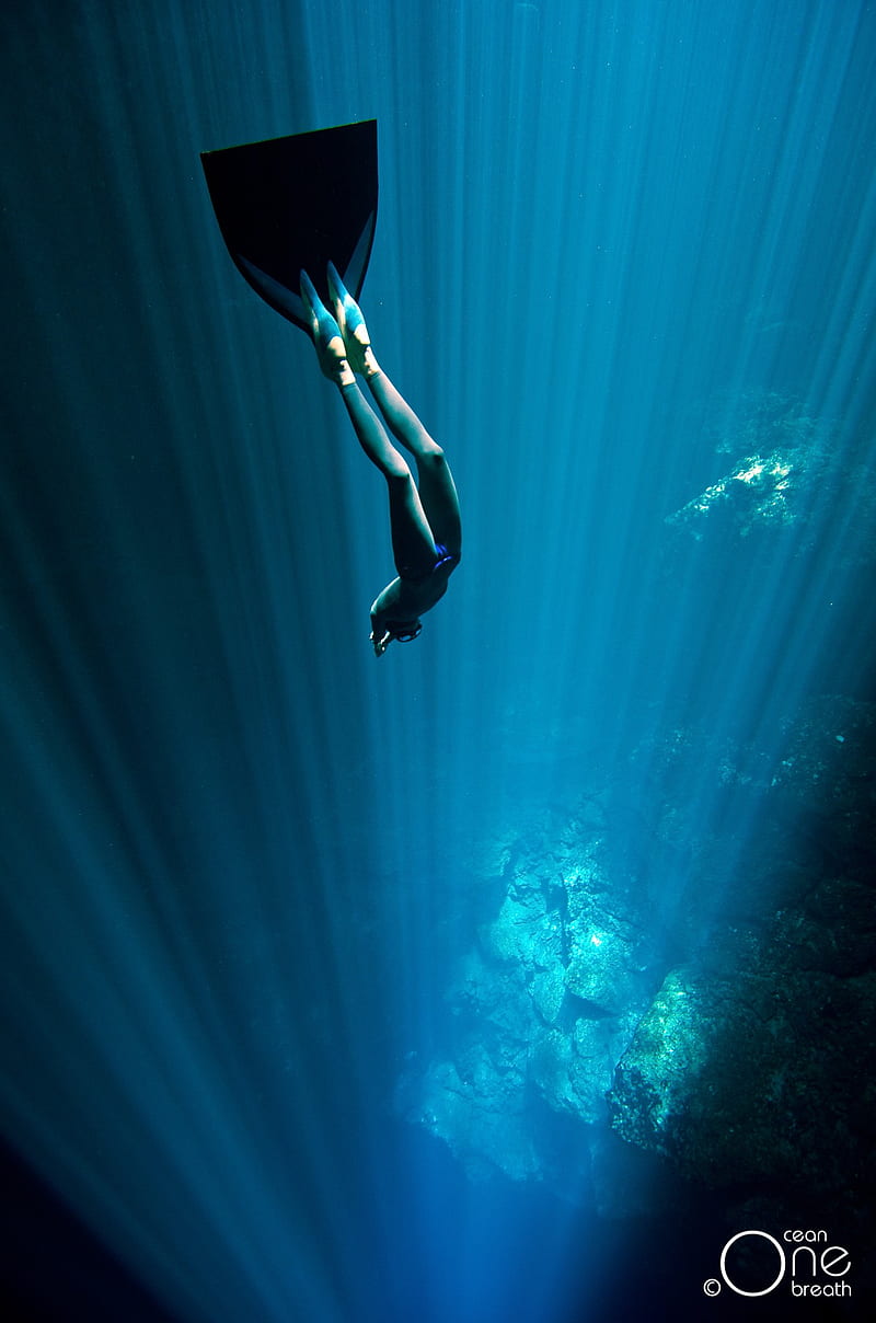 nature, sea, divers, cyan, underwater, HD phone wallpaper