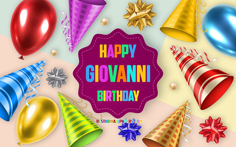 Happy Birtay Giovanni Birtay Balloon Background, Giovanni, creative art, Happy Giovanni birtay, silk bows, Giovanni Birtay, Birtay Party Background, HD wallpaper