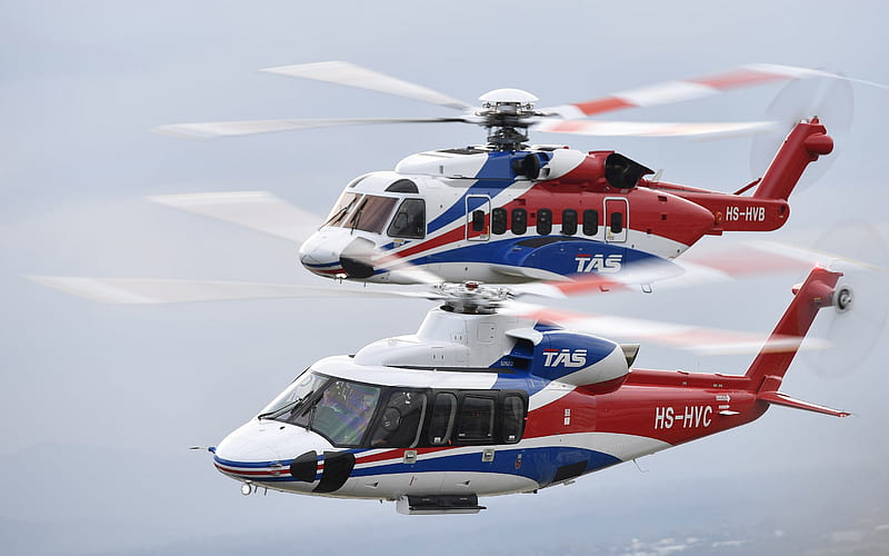 Sikorsky S-92, S-76D, American transport helicopters, air flights, Sikorsky S-76 Spirit, transport aviation, HD wallpaper