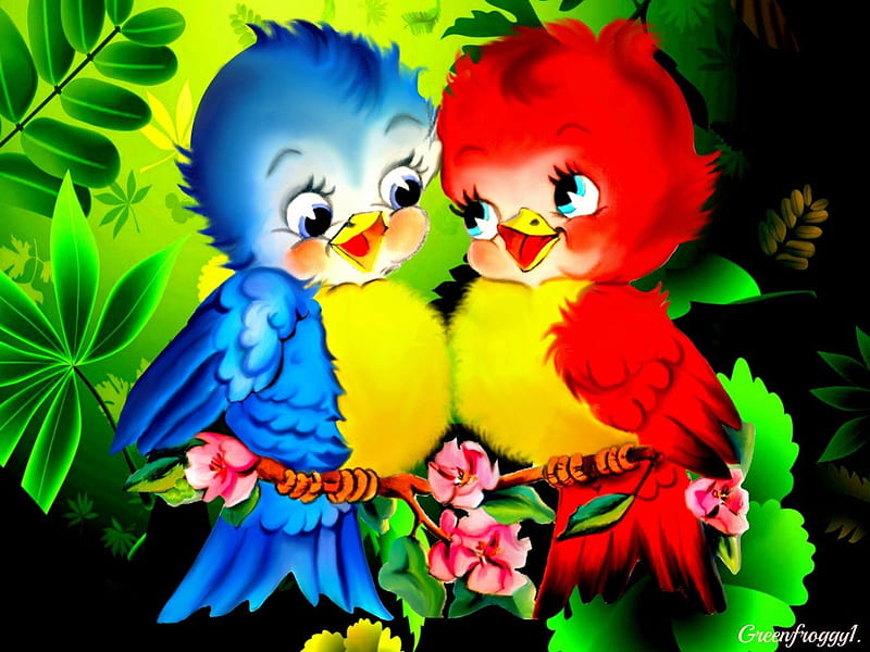 LOVE BIRDS, CUTE, BIRDS, TWO, LOVE, HD wallpaper