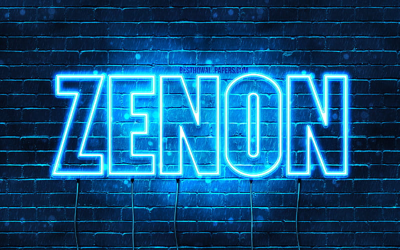 Zenon with names, Zenon name, blue neon lights, Happy Birtay Zenon, popular polish male names, with Zenon name, HD wallpaper