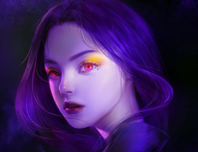 1920x1080px, 1080P free download | Fantasy girl, girl, purple, deep eye ...