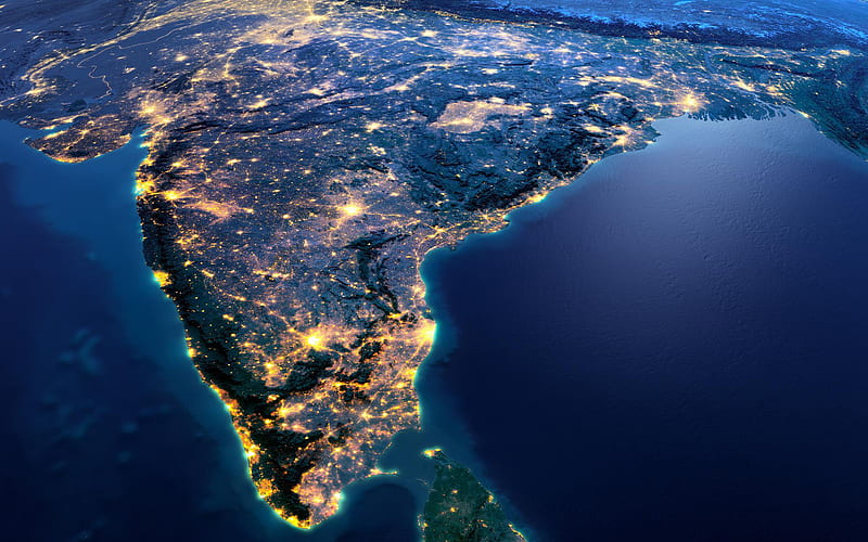 India, continent, view from space, Earth, planet, India from space, HD wallpaper