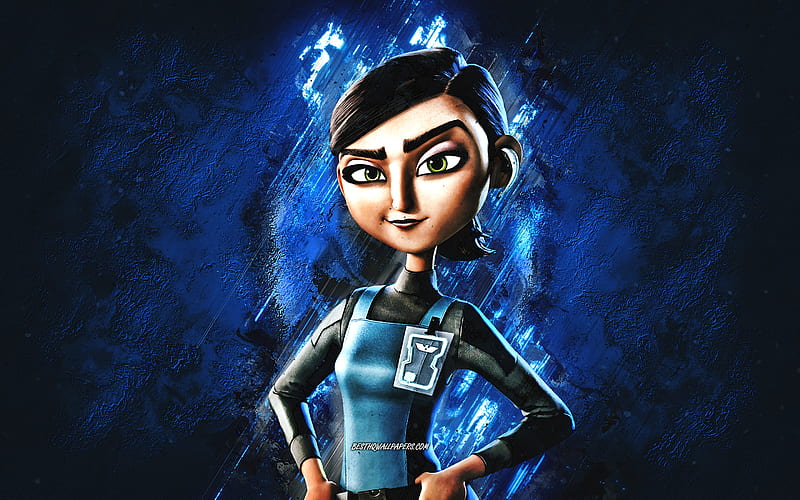 Marcy Kappel, blue stone background, Marcy Kappel art, Spies in Disguise, Disney characters, Marcy Kappel character, grunge art, HD wallpaper