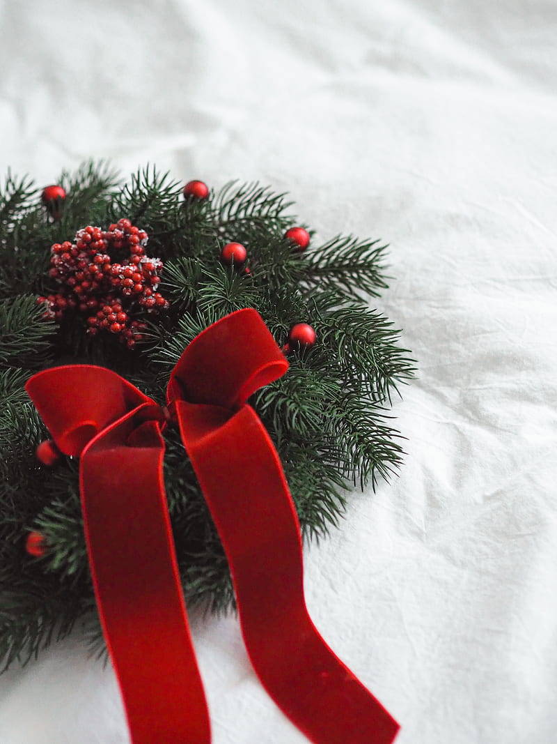 Red ribbon on white textile, HD phone wallpaper | Peakpx