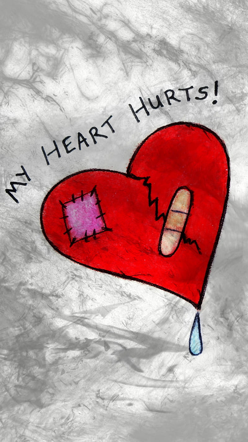 My Heart Hurts Art Broken Drawn Emo Gothic Hurting Loss Love 