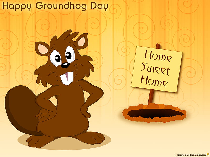 Happy Groundhog Day, gopher, holiday, home sweet home, groundhog, HD wallpaper