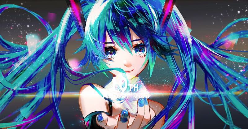 Hatsune Miku, vocaloid, manga, girl, anime, hand, face, pink, blue, HD ...