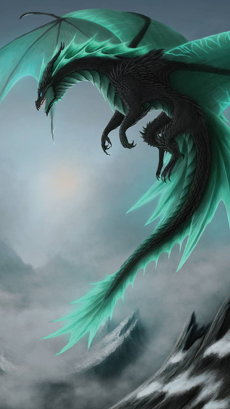 Green Dragon, dragons, HD phone wallpaper