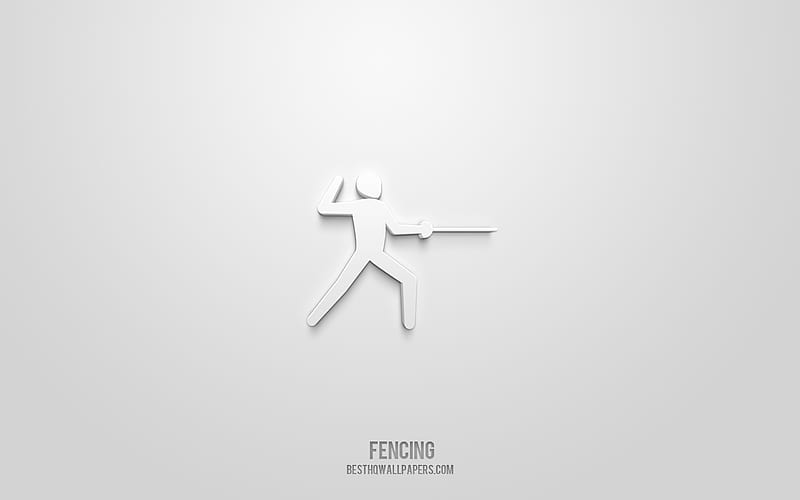 Fencing 3d icon, white background, 3d symbols, Fencing, creative 3d art, 3d icons, Fencing sign, Sports 3d icons, HD wallpaper