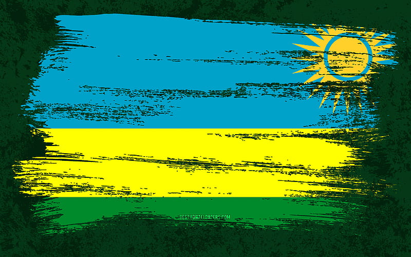 Flag of Rwanda, grunge flags, African countries, national symbols, brush stroke, Rwandan flag, grunge art, Rwanda flag, Africa, Rwanda, HD wallpaper