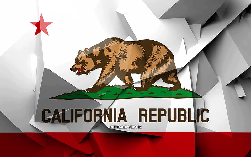 Flag of California, geometric art, american states, California flag, creative, California, administrative districts, California 3D flag, United States of America, North America, USA, HD wallpaper