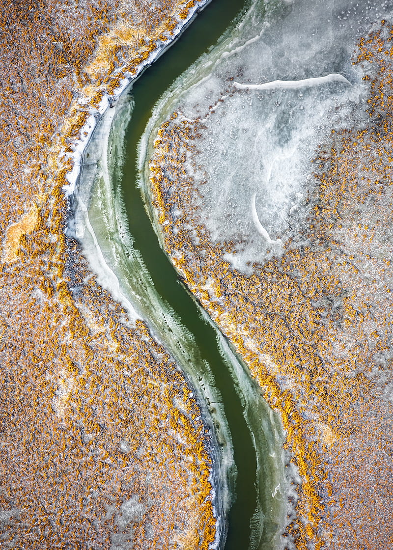 river, winding, aerial view, landscape, nature, HD phone wallpaper