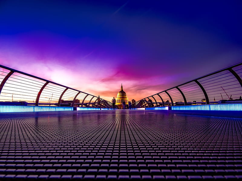 Purple Foot Bridge, HD wallpaper