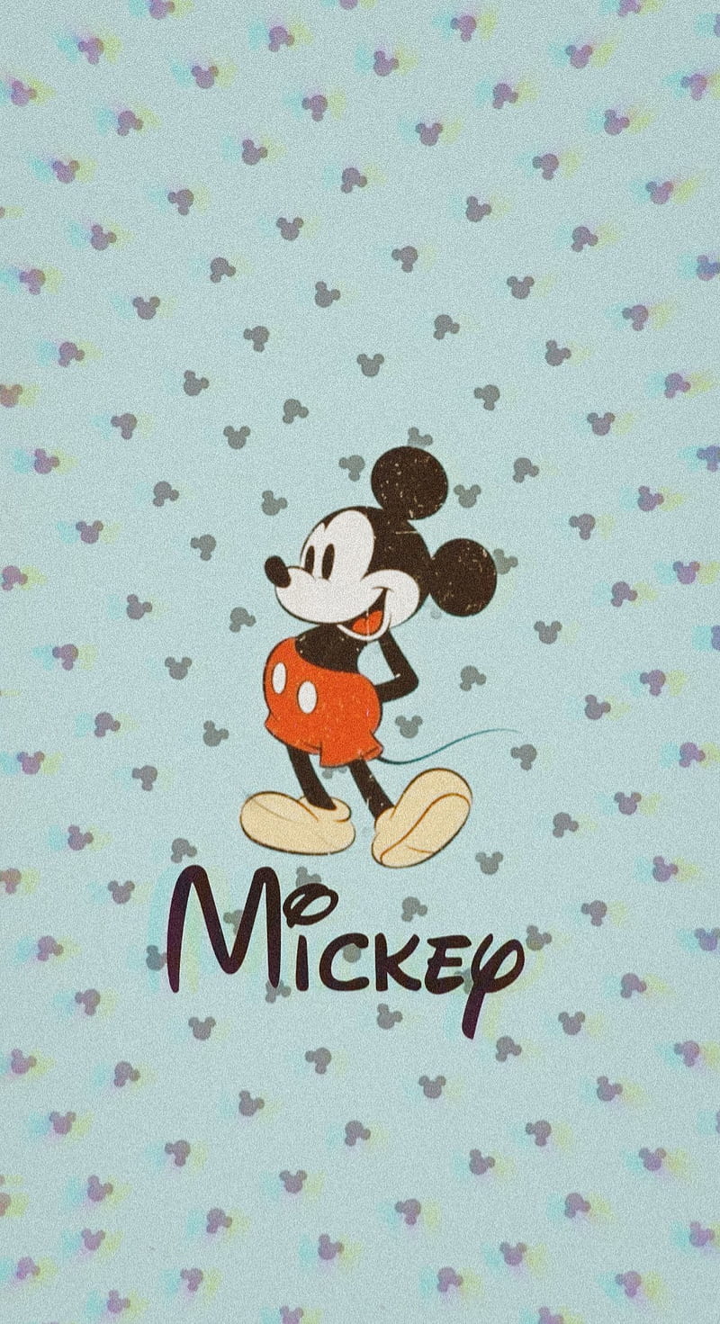 Mickey mouse, cartoon, cartoons, cute, happy, simple, teal, HD phone  wallpaper | Peakpx
