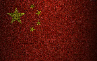 Flag of China leather texture, Chinese flag, Asia, world flags, China, HD wallpaper
