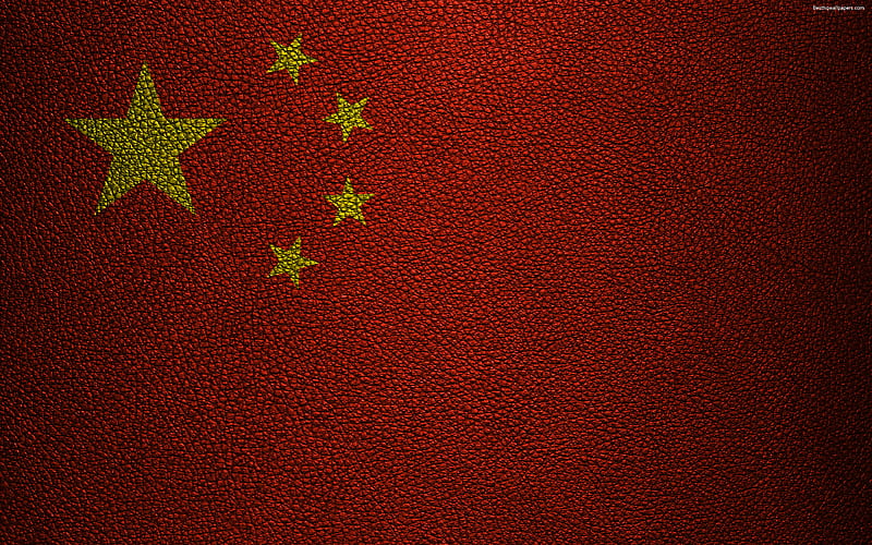 Flag of China leather texture, Chinese flag, Asia, world flags, China, HD wallpaper