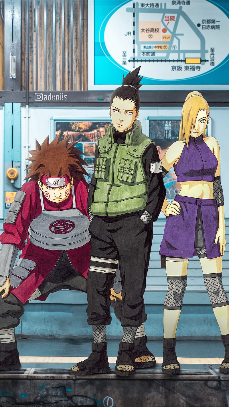 Naruto shippuden, ino, choji, anime, shikamaru, HD phone wallpaper