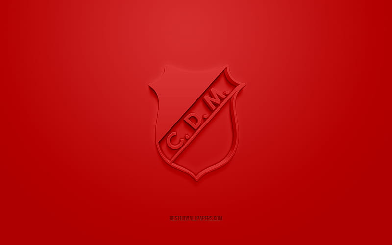 Deportivo Maipu, creative 3D logo, red background, Argentine football team, Primera B Nacional, Maipu, Argentina, 3d art, football, Deportivo Maipu 3d logo, HD wallpaper