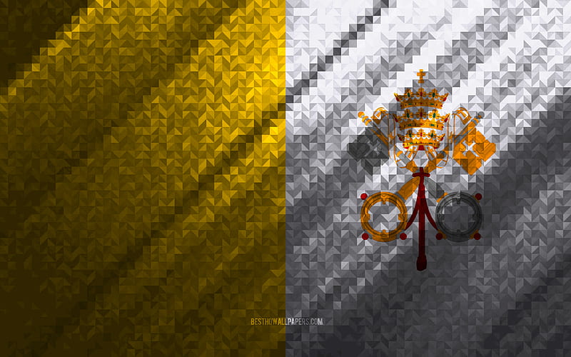 Flag of Vatican City, multicolored abstraction, Vatican City mosaic flag, Vatican City, mosaic art, Vatican City flag, HD wallpaper