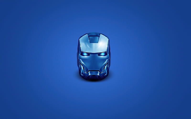 Iron Man Blue Helmet Minimal , iron-man, superheroes, artist, artwork, digital-art, minimalism, minimalist, HD wallpaper