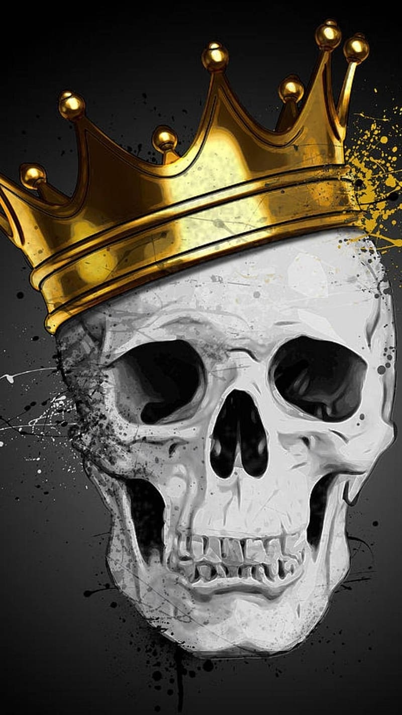 Attitude King, Golden Crown, skull, HD phone wallpaper
