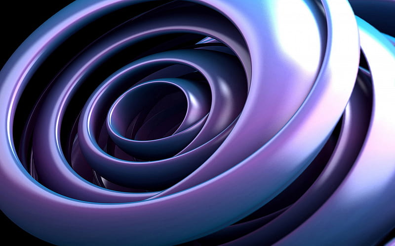 3D spiral, creative, vortex, abstract vortex, 3D art, spiral, violet 3D background, HD wallpaper