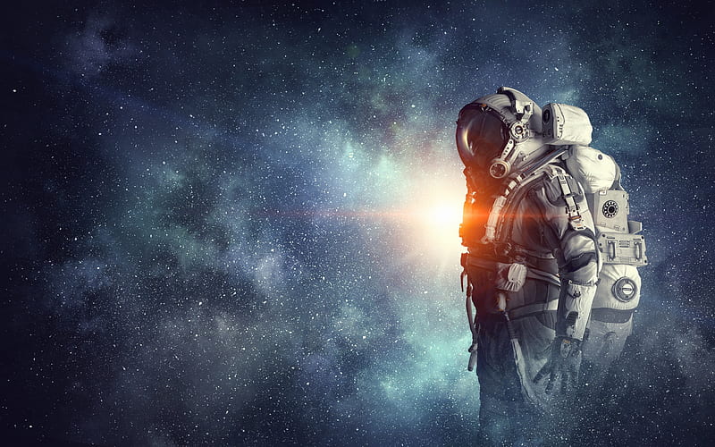 astronaut, open space, space flight, starry sky, HD wallpaper