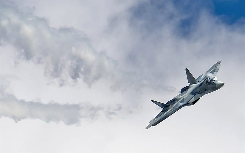 Su-57, Russian Air Force, Sukhoi Su-57, PAK FA, Russian fighter, combat aircraft, fighter in the sky, Russia, HD wallpaper