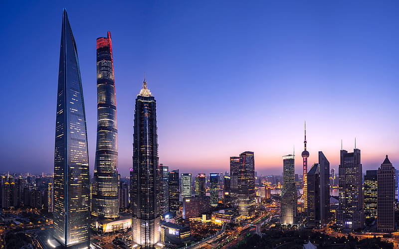 Lujiazui modern buildings, Lokatse, skyscrapers, Shanghai, Asia, China, HD wallpaper
