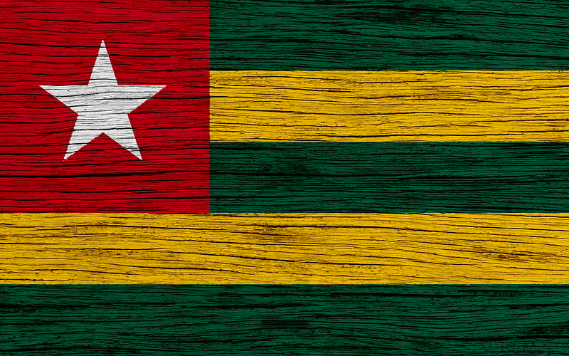 Flag of Togo Africa, wooden texture, Tog national flag, national symbols, Togo flag, art, Togo, HD wallpaper