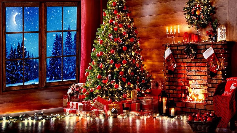 Relaxing Piano Music and Christmas Background: Crackling Fireplace Sounds, Sleep Music, Calm Music, HD wallpaper
