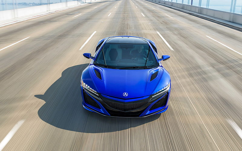 Acura NSX, 2019, blue sports coupe, front view, exterior, new blue NSX, Japanese sports cars, Acura, HD wallpaper