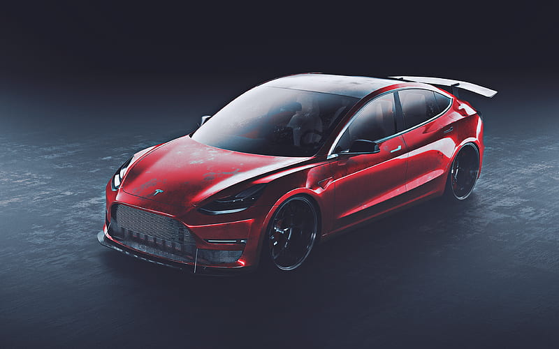 Tesla Model 3 tuning, 2019 cars, tunned Model 3, electric cars, Tesla, HD wallpaper
