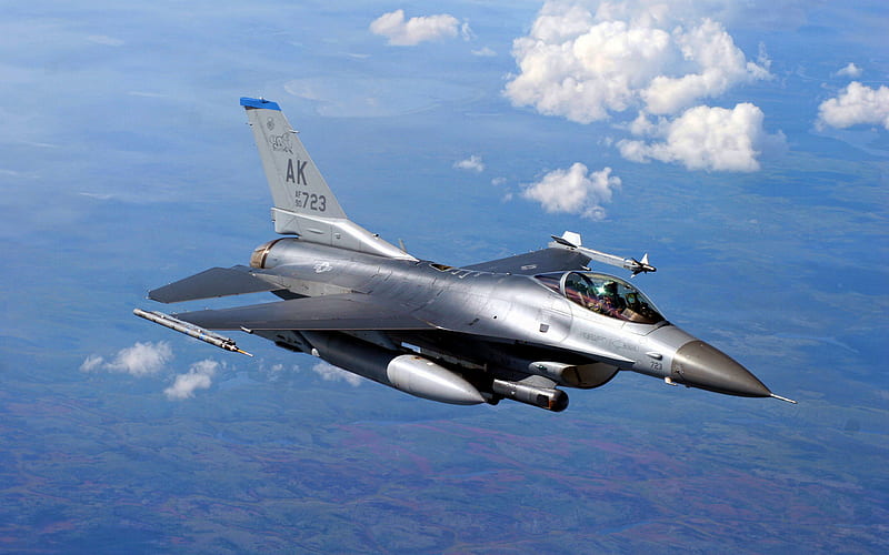 Flying F-16, American Army, General Dynamics F-16 Fighting Falcon, jet fighter, General Dynamics, US Army, combat aircraft, fighter, F-16, HD wallpaper